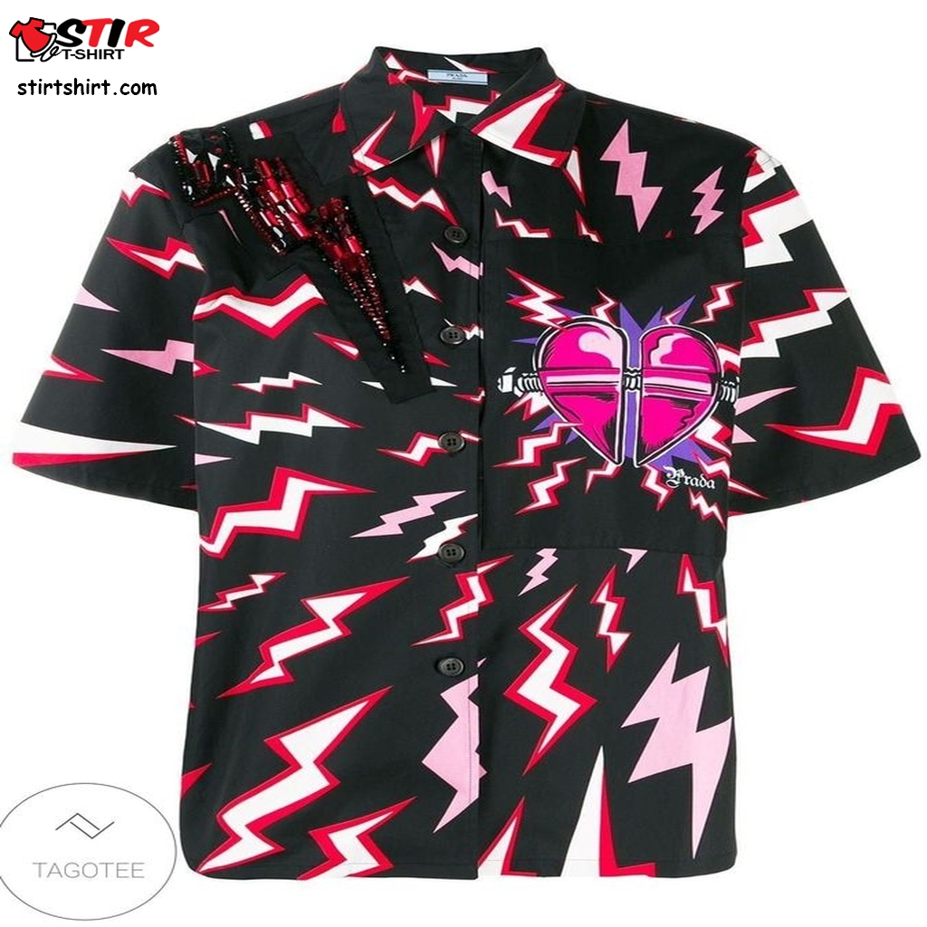 Lightning Bolt Heart Print Hawaiian Shirt  Bray Wyatt 