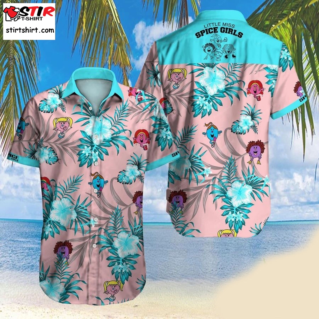 Little Miss Spice Girls Floral Bright Blue And Pastel Pink Hawaiian Shirt  s Pink