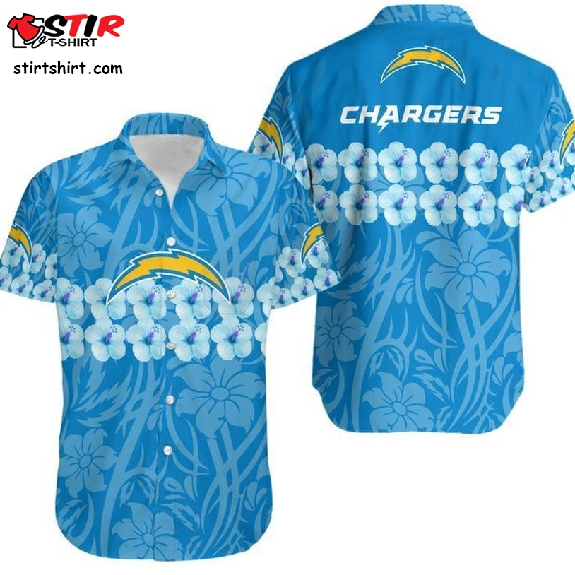 Los Angeles Chargers Flower And Logo Hawaii Shirt And Shorts Summer Collection H97  Wholesale 