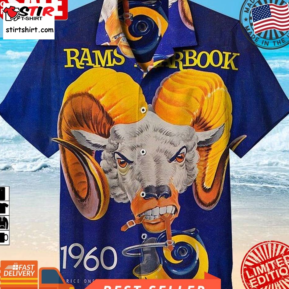 Los Angeles Rams 1960 Nfl Hawaiian Graphic Print Short Sleeve Hawaiian Shirt L98  Los Angeles Rams 