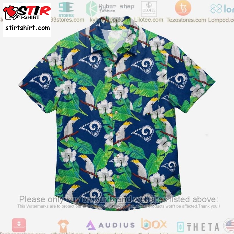 Los Angeles Rams Floral Button Up Hawaiian Shirt  Jogal 