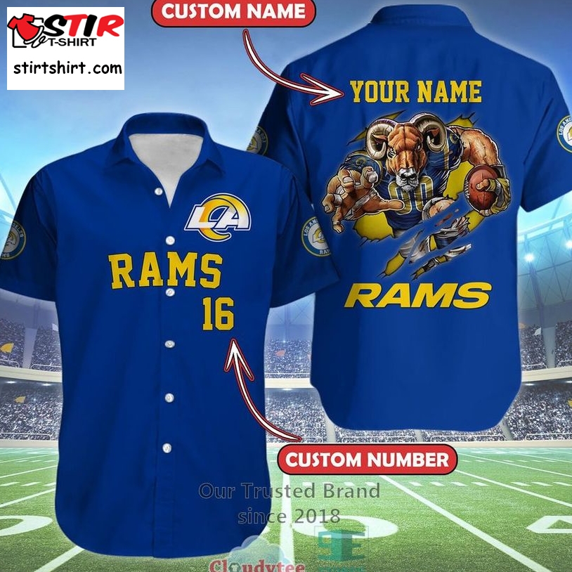 Los Angeles Rams Hawaiian Shirt NFL Football Custom Name Aloha Hawaiian  Shirt - T-shirts Low Price