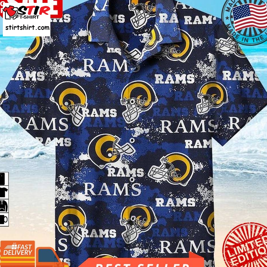 Los Angeles Rams Nfl Hawaiian Graphic Print Short Sleeve Hawaiian Shirt Size S   5Xl   2882  Los Angeles Rams 