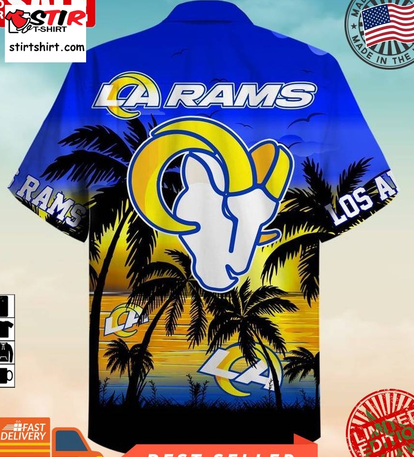 Los Angeles Rams Nfl Palm Sunset Hawaiian Shirt  Los Angeles Rams 