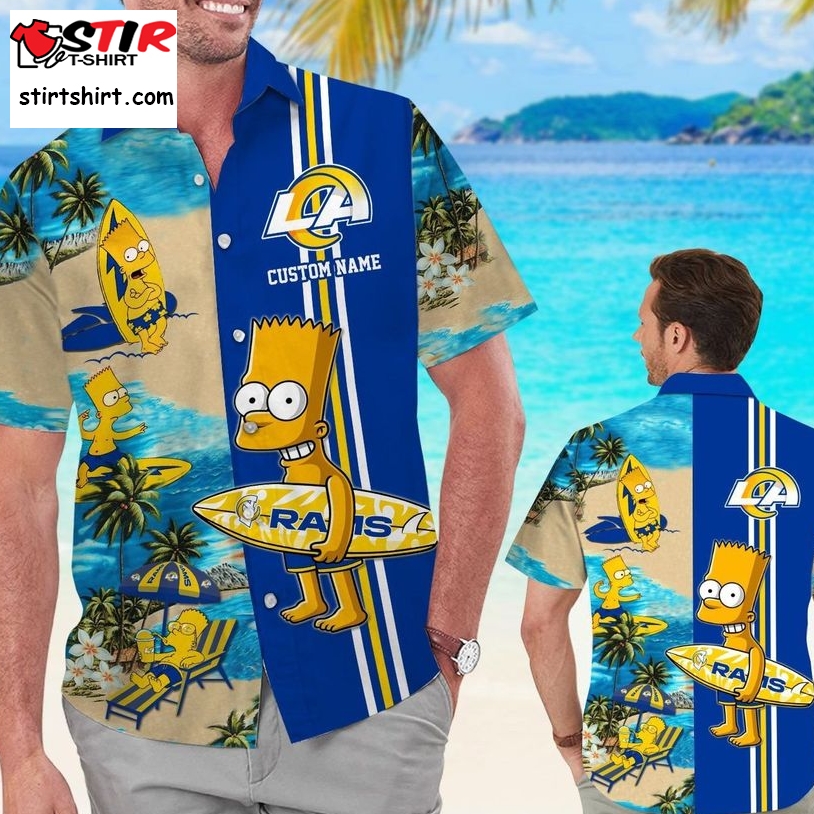 Los Angeles Rams Simpsons Custom Name Short Sleeve Button Up Tropical Aloha Hawaiian Shirts For Men Women  Los Angeles Rams 