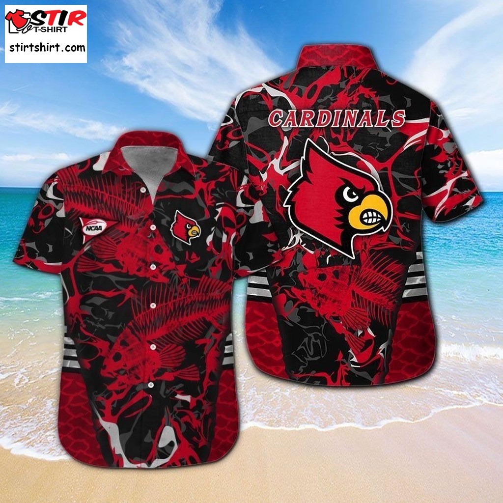 Louisville Cardinals Fishing Short Sleeve Button Up Tropical Aloha Hawaiian Shirts For Men Women  Fish 