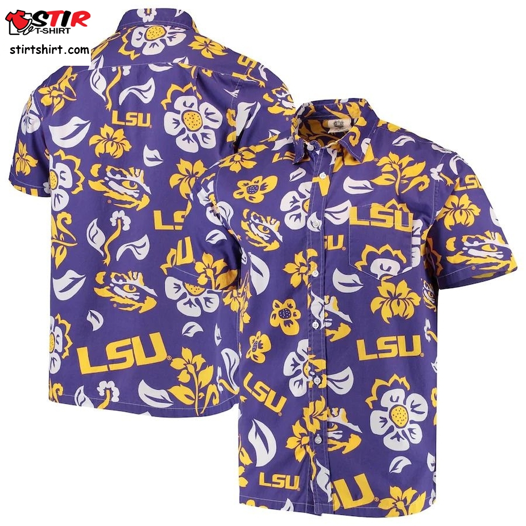 Lsu Tigers Wes  Willy Floral Purple Hawaiian Shirt  Purdue 