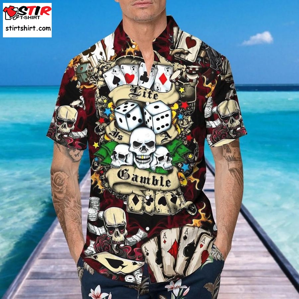 Lucky Dice Spades Gambling Skull Hawaiian Shirt, This Trends Summer Beach Shirt For Men Women  Lucky Brand 