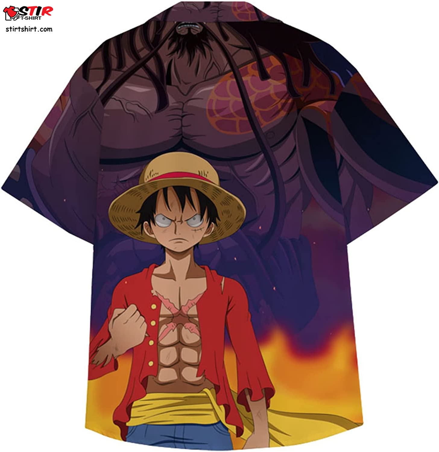 Luffy Button Shirt Roronoa Zoro Cardigan Pirate Anime Print Hawaiian Shirt