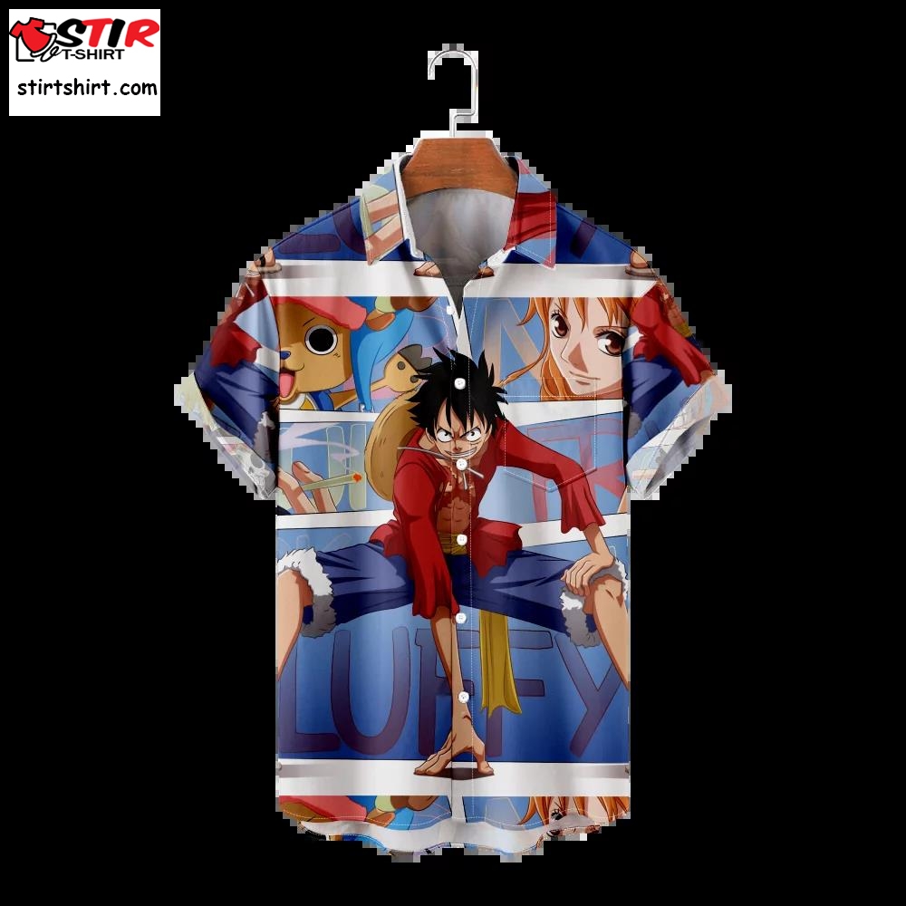 Luffy D One Piece Anime Boys Hawaiian Shirt Floral Printing Short Sleeve Tops Clothes Beach Holiday Button Down T Shirts  Luffy 