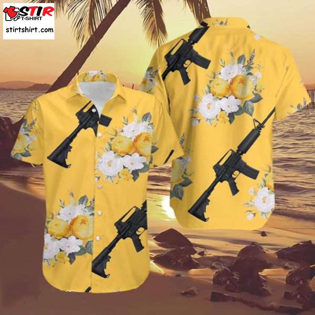 M4a1 Guns Aloha Shirt  Hawaiian Gun Shirt