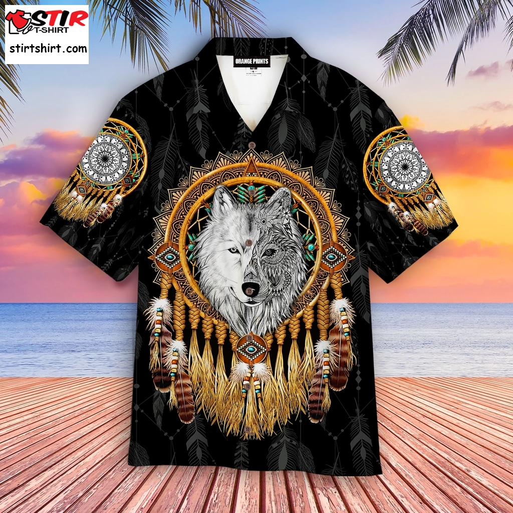 Mandala Dreamcatcher Native Wolf Aloha Hawaiian Shirt  Man In 