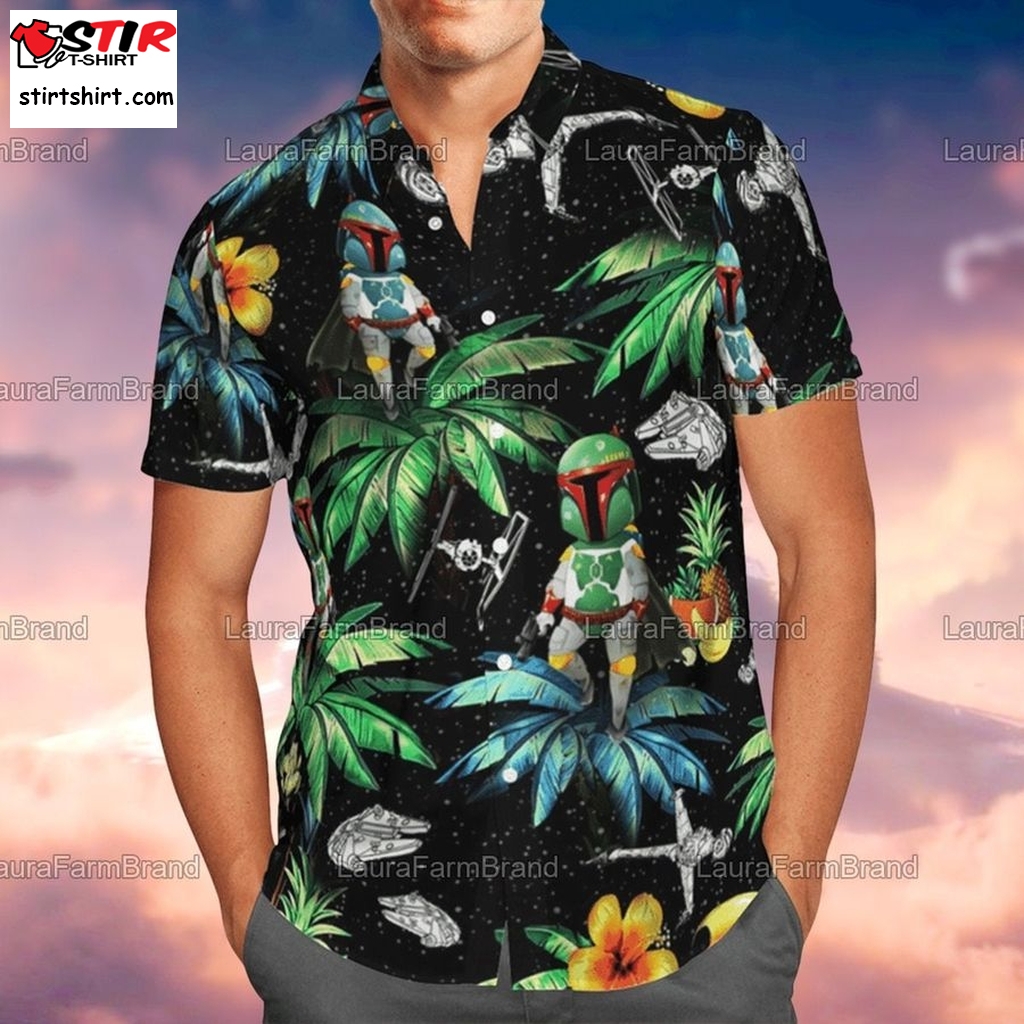 Mandalorian Hawaiian Shirt, Tropical Mandalorian Hawaii Shirt, Mandalorian Button Shirt, Mandalorian Gift, Mother Gift Pht182106a93