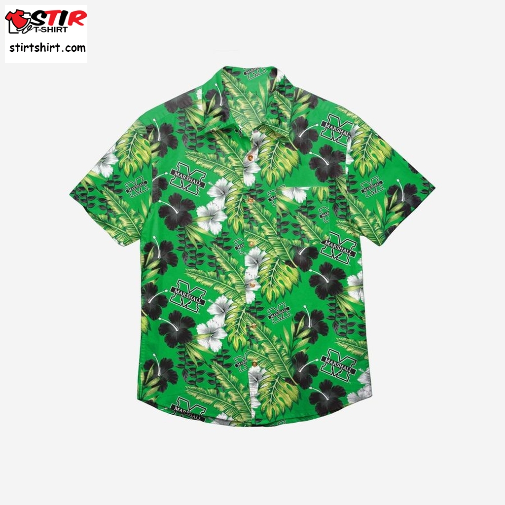 Marshall Thundering Herd Floral Button Up Hawaiian Shirt  What Is A 