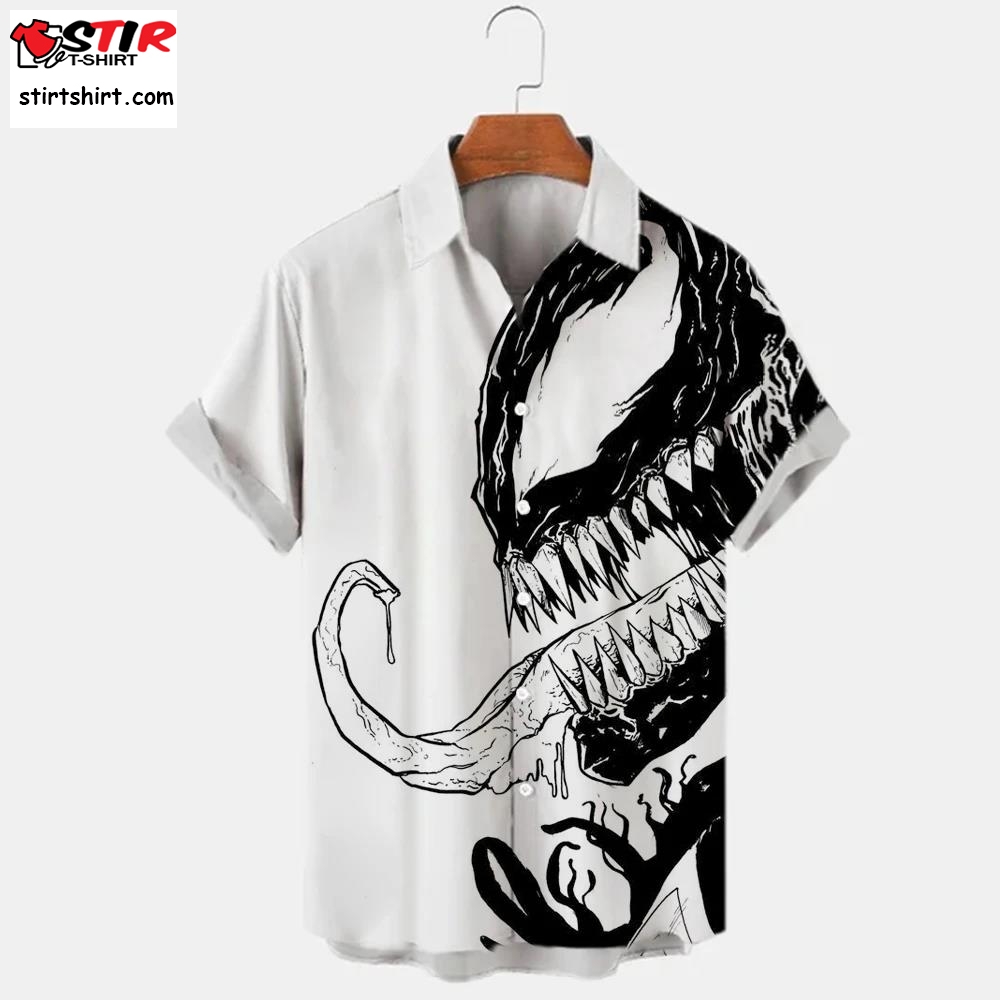 Marvel Short Sleeve Shirt Men_S Summer Venom Loose Casual Hawaiian Line Up Beach Horror Digital Print T Shirt  Marvel 