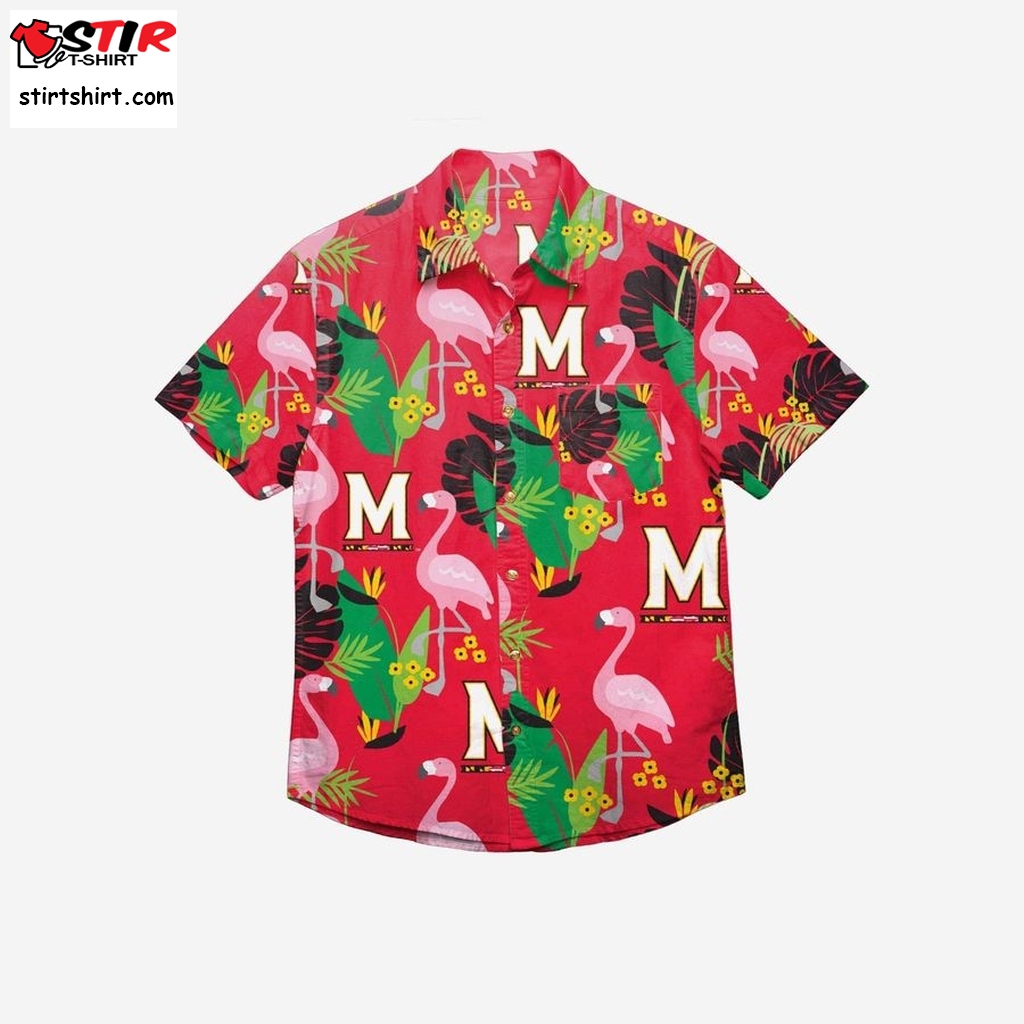 Maryland Terrapins Floral Button Up Hawaiian Shirt   Funny