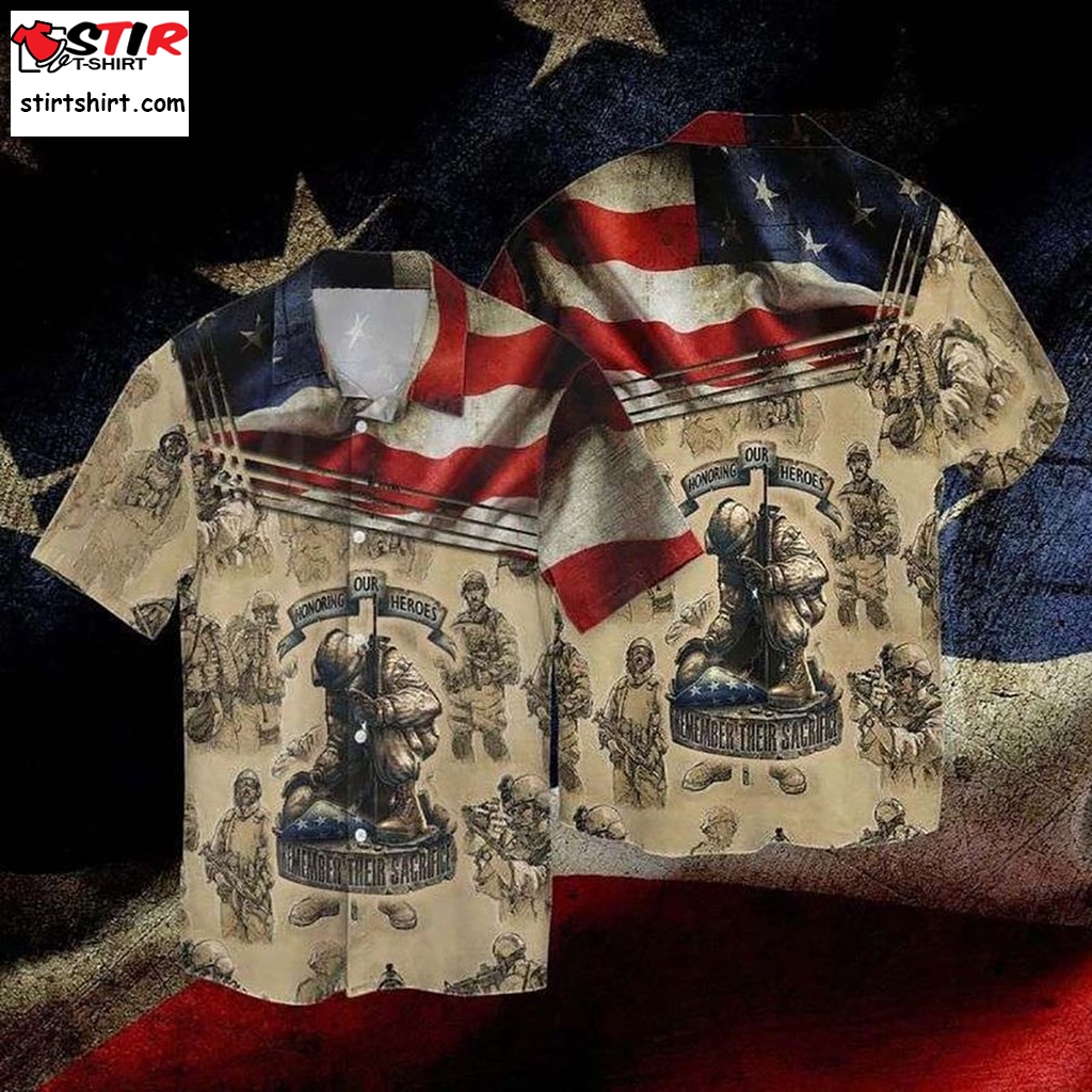 Memorial Day 4Th Of July Independence Day Honoring Our Heroes Remember Their Sacrifice Print Short Sleeve Hawaiian Shirt For Men Women  Hawaiian 4th Of July Shirt