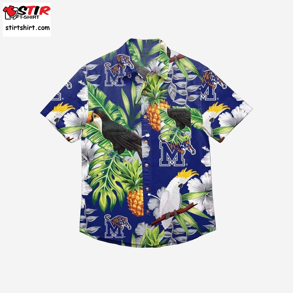 Memphis Tigers Floral Button Up Hawaiian Shirt  Burt Reynolds 
