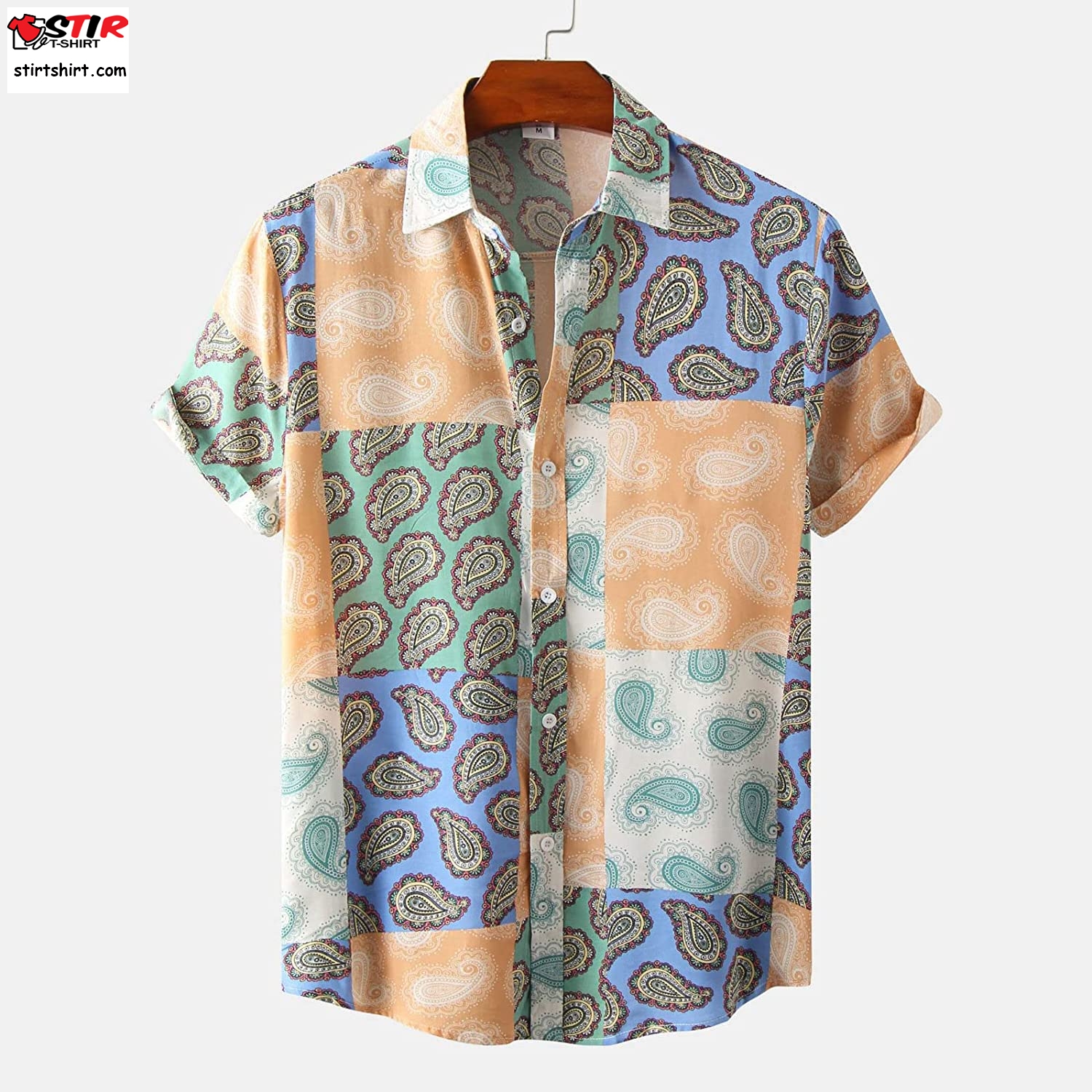 Men Hawaiian Shirt V Neck Printing Casual Vacation Beach Shirts Short Sleeved Button  Formal 
