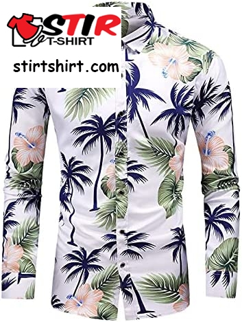 Men_S Boho Print Long Sleeve Dress Shirts Floral Button Down Hawaiian Shirts   Guy