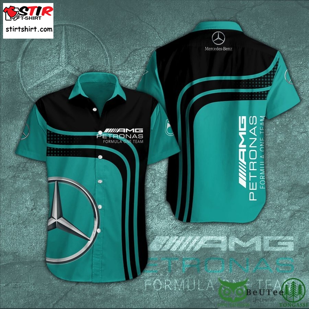 Mercedes Amg Petronas Formula One Team Turquoise Hawaiian Shirt