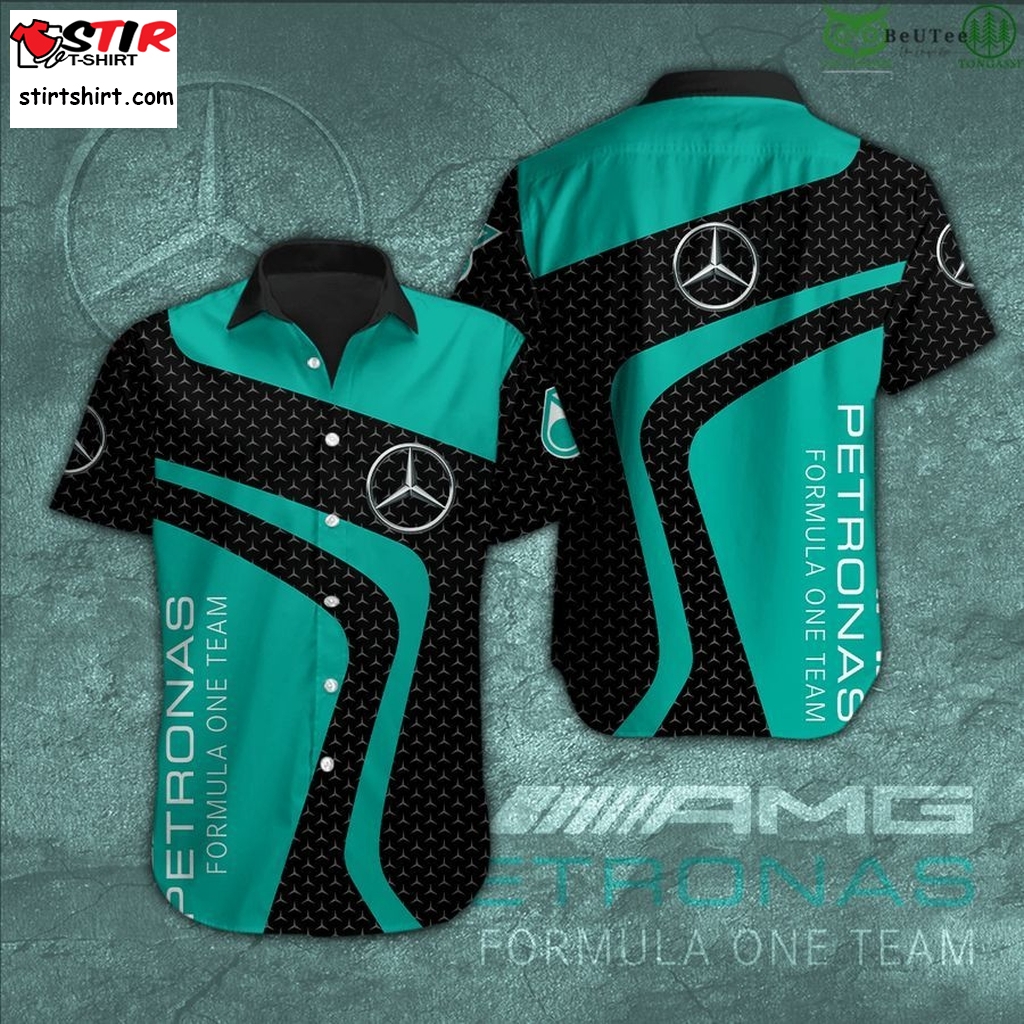 Mercedes Petronas Turquoise Curving 3D Hawaiian Shirt