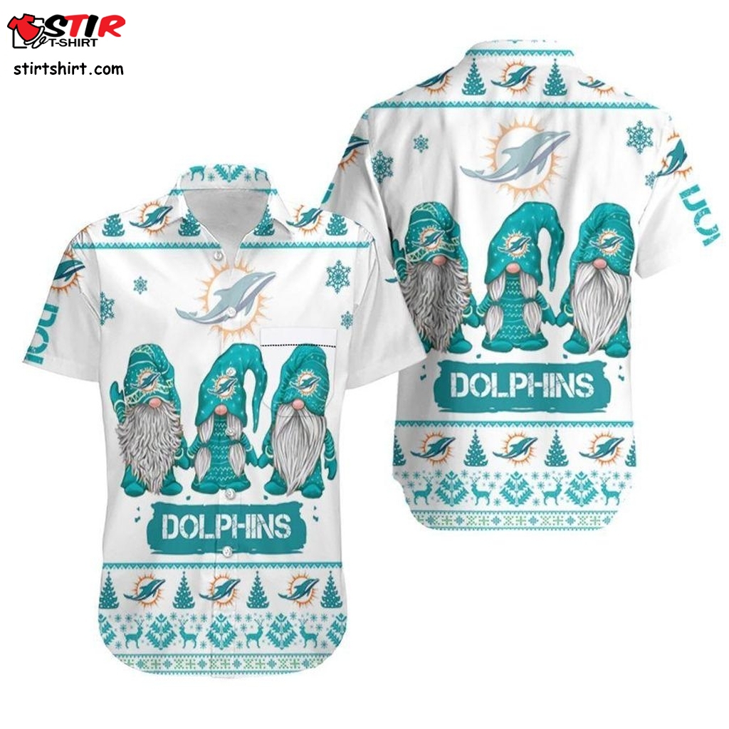 Miami Dolphins Hawaiian Shirt Beach Christmas Gnomes Ugly 3D