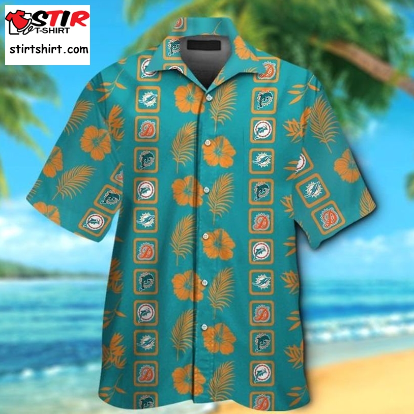 Miami Dolphins Hawaiian Shirt Button Up Tropical Aloha 10  Miami Dolphins 
