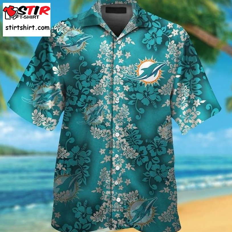 Miami Dolphins Hawaiian Shirt Button Up Tropical Aloha 12  Miami Dolphins 