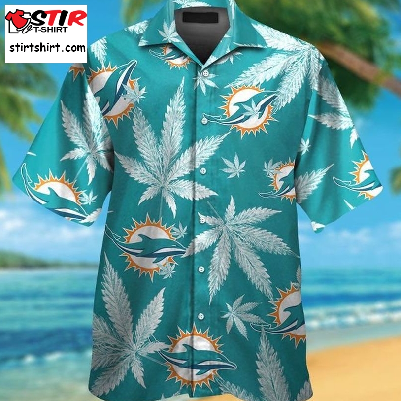 Miami Dolphins Hawaiian Shirt Button Up Tropical Aloha 3  Miami Dolphins 