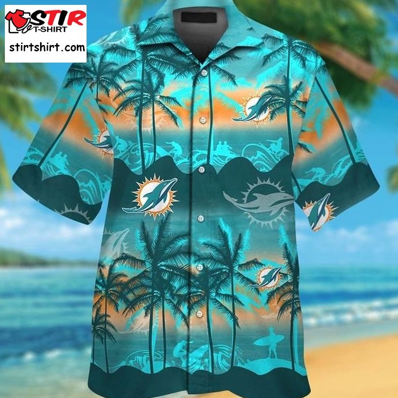 Miami Dolphins Hawaiian Shirt Button Up Tropical Aloha 6  Miami Dolphins 