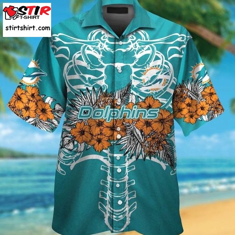 Miami Dolphins Hawaiian Shirt Button Up Tropical Aloha 7  Miami Dolphins 