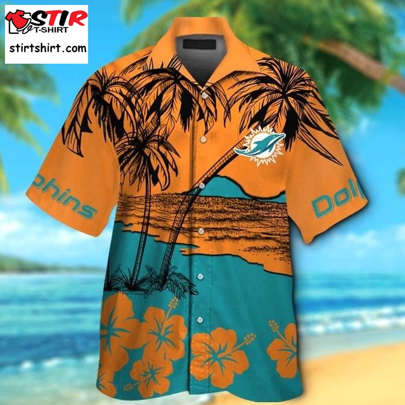 Miami Dolphins Hawaiian Shirt Button Up Tropical Aloha 8  Miami Dolphins 