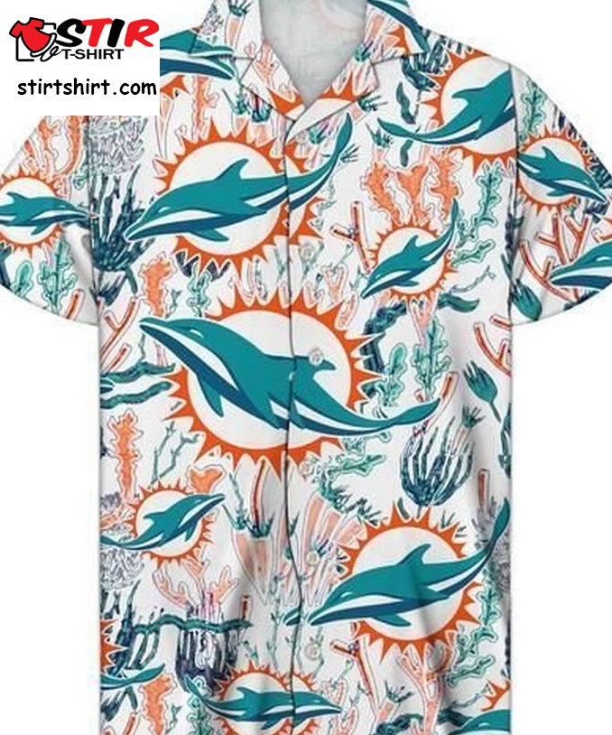 Miami Dolphins Hawaiian Shirt Button Up  Budweiser 