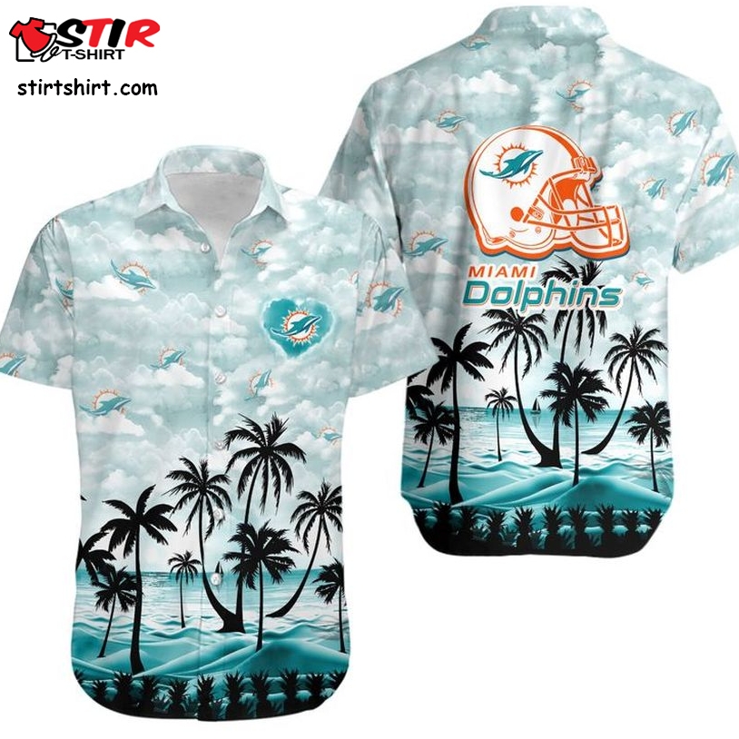 Miami Dolphins Hawaiian Shirt Coconut Palms  Summer  Miami Dolphins 