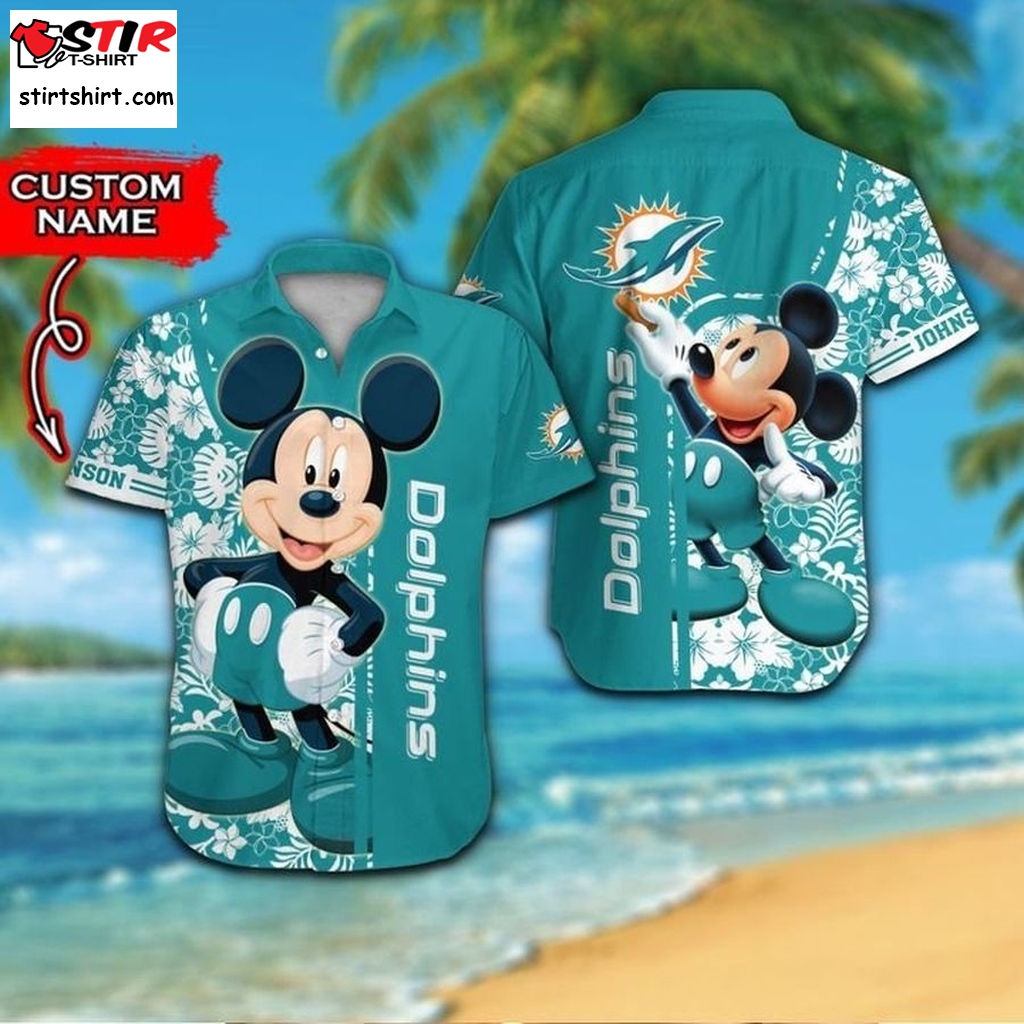 Miami Dolphins Hawaiian Shirt Mickey Mouse Custom Tropical Aloha