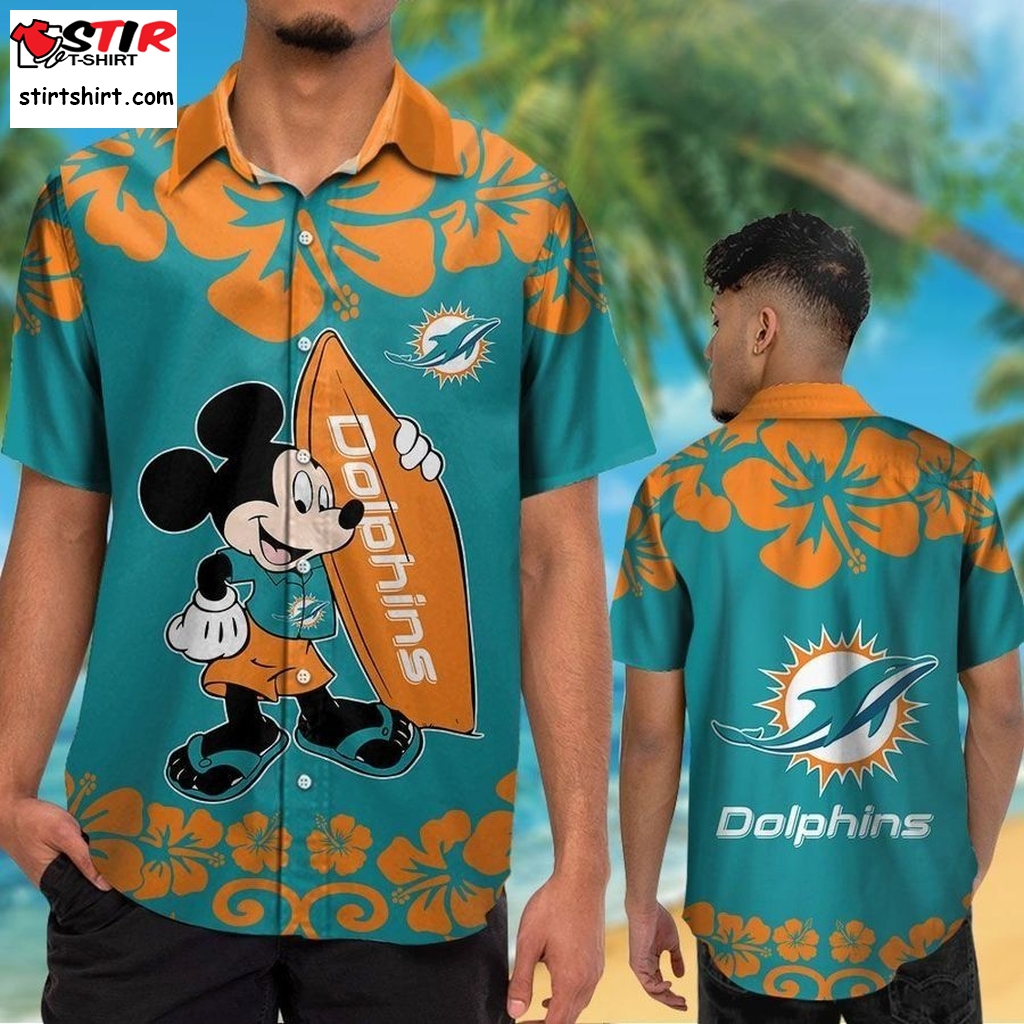 Miami Dolphins Hawaiian Shirt Mickey Mouse Tropical Aloha