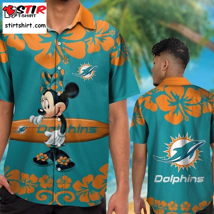 Miami Dolphins Hawaiian Shirt Minnie Mouse Tropical Aloha  Miami Dolphins 