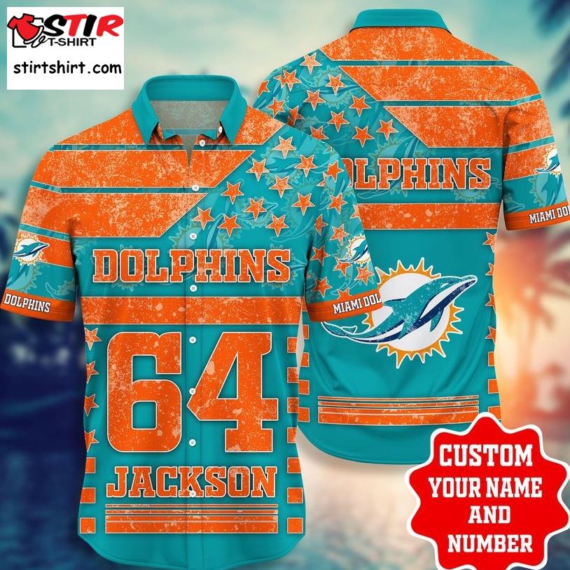 Miami Dolphins Hawaiian Shirt Star Custom Name Number  Miami Dolphins 