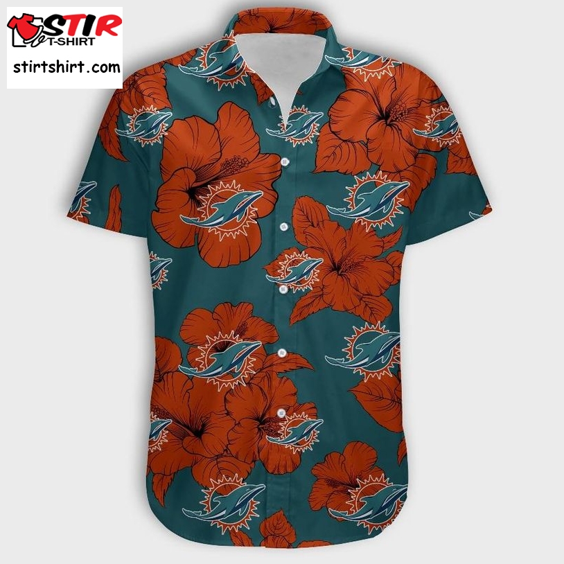 Miami Dolphins Hawaiian Shirt Tropical Floral  Chip And Dale 