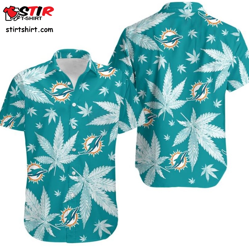 Miami Dolphins Hawaiian Shirt Weed Pattern  Summer  Miami Dolphins 