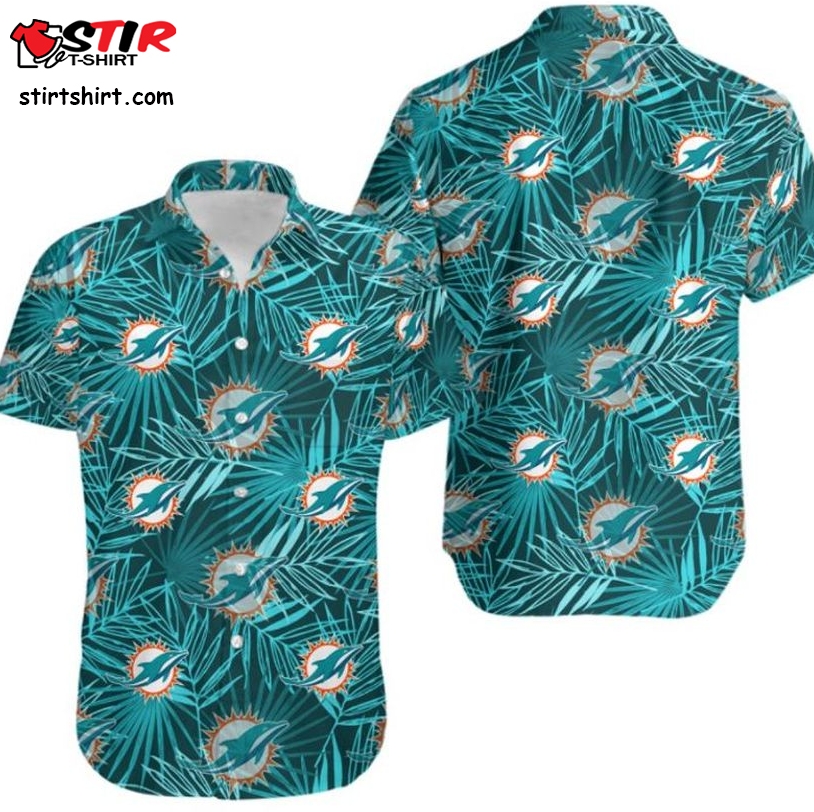 Miami Dolphins Hawaiian Shirtleaf And Logo  Summer  Miami Dolphins 