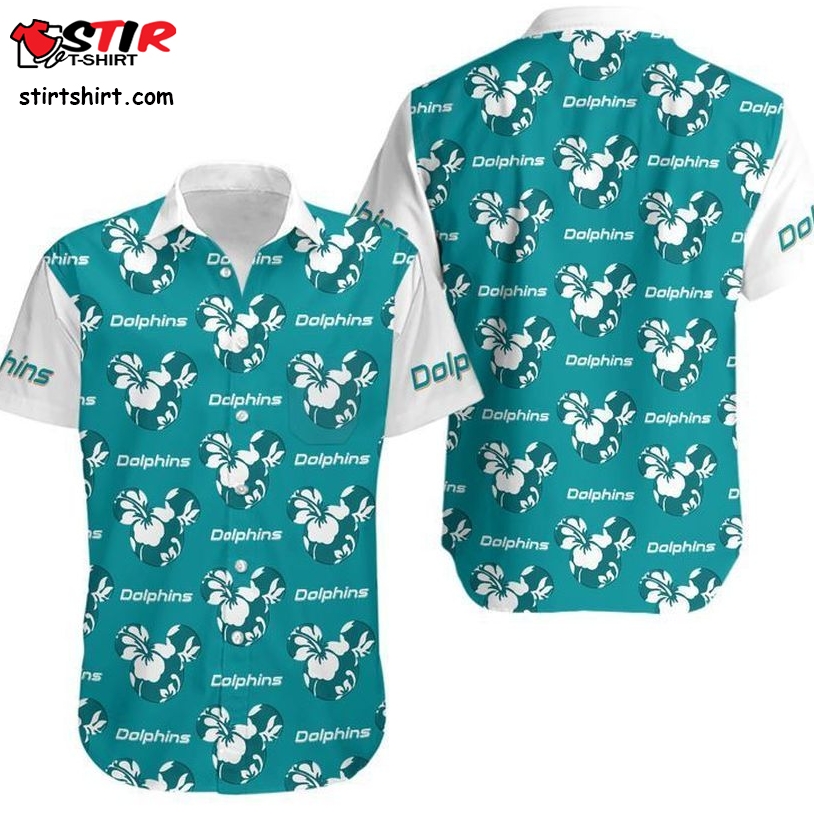 Miami Dolphins Mickey And Flowers Hawaii Shirt And Shorts Summer Collection H97   Short Set