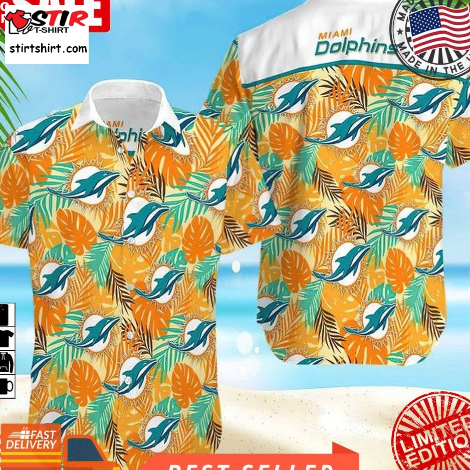 Miami Dolphins Nfl Football Sport Cool Hawaiian Graphic Print Short Sleeve Hawaiian Shirt L98  Miami Dolphins 