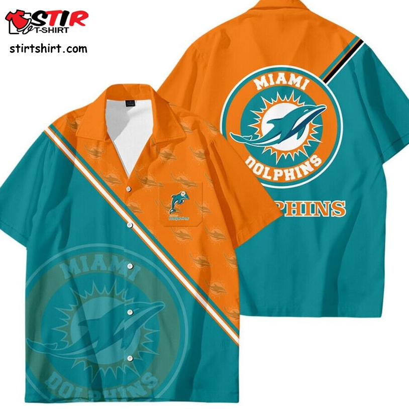 Miami Dolphins Summer Hawaiian Shirt Mens Casual Short Sleeve Button Down  Miami Dolphins 