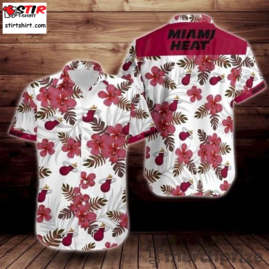 Miami Heat Tropical Flower Short Sleeve Hawaiian Shirt 
