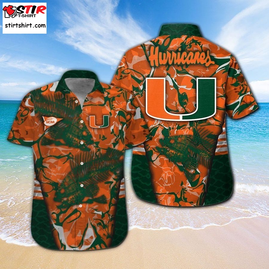 Miami Hurricanes Fishing Short Sleeve Button Up Tropical Aloha Hawaiian Shirts For Men Women  Fish 