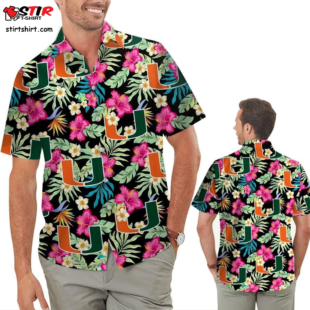 Miami Hurricanes Hibiscus Short Sleeve Button Up Tropical Aloha Hawaiian Shirts For Men Women For Sport Lovers In Summer University Of Miami  Shoes To Wear With 