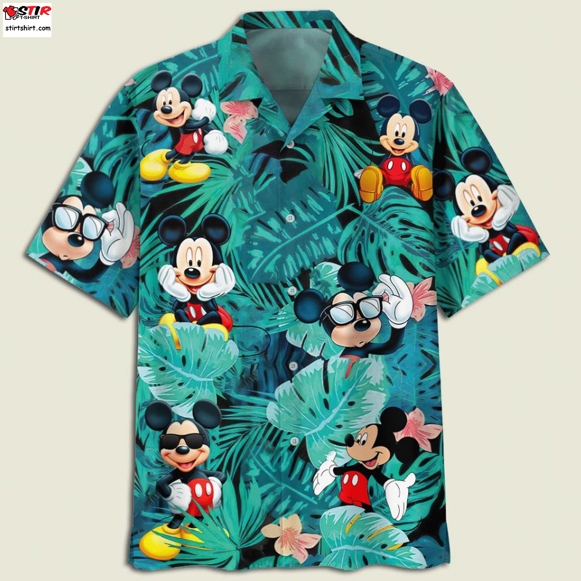 Mickey Mouse Flowers And Leaves Hawaiian Shirt, Mickey Shirt, Aloha Summer Shirt, Disney Hawaiian Shirt  Mickey Mouse 