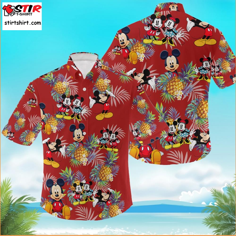 Mickey Mouse Hawaiian Shirt Aloha Red Summer  Mickey Mouse 